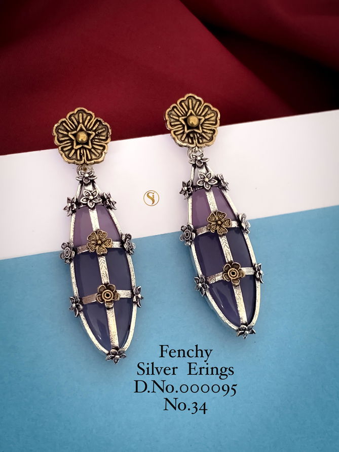 2 Fancy Designer Silver Earrings Wholesale Market In Surat
